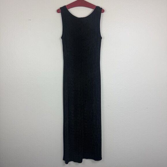 Vintage Carole Little Slinky Stretch Snake Print Sleeveless Maxi Dress Black S - Picture 8 of 13